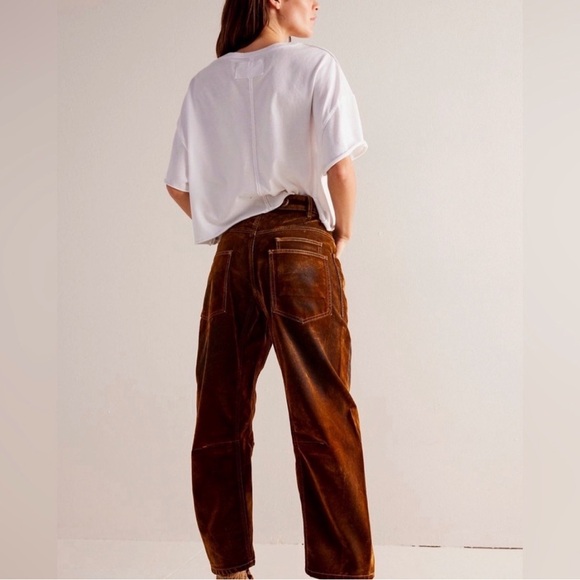 Rust Brown Velvet Barrel Pants - Picture 3 of 8